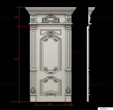 Двери резные (Одностворчатая дверь с резными филенками, DVR_0392) 3D модель для ЧПУ станка