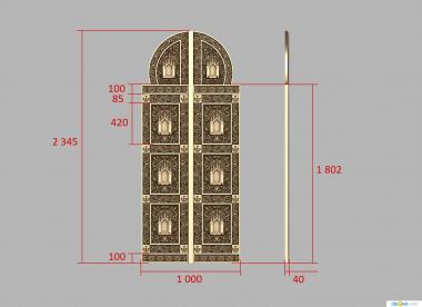 Двери резные (Царские врата + дьяконские врата + панель, DVR_0404) 3D модель для ЧПУ станка