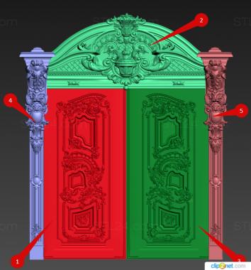 Doors (Double-field door Baroque style, DVR_0413) 3D models for cnc