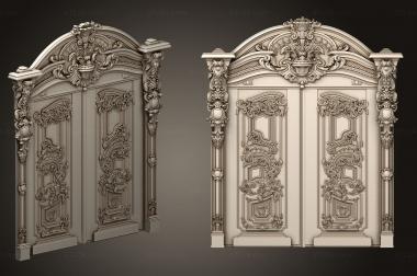 Doors (Double-field door Baroque style Version 2 DVR 0120, DVR_0414) 3D models for cnc