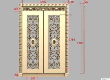 Doors (Double-leaf carved interior door, DVR_0419) 3D models for cnc