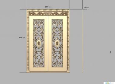 Doors (Double-leaf carved interior door, DVR_0419) 3D models for cnc