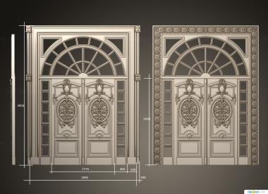 Doors (Double door with stained glass windows, DVR_0428) 3D models for cnc