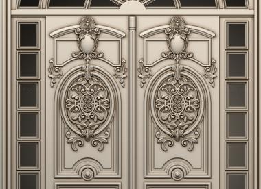 Doors (Double door with stained glass windows, DVR_0428) 3D models for cnc