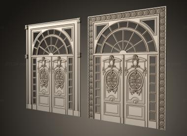 Doors (Double door with stained glass windows, DVR_0428) 3D models for cnc