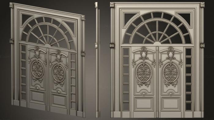 Doors (The doors are carved with a double-leaf stained-glass window, DVR_0442) 3D models for cnc