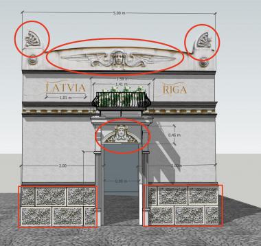 Doors (Building facade arch with a girls mask, DVR_0447) 3D models for cnc