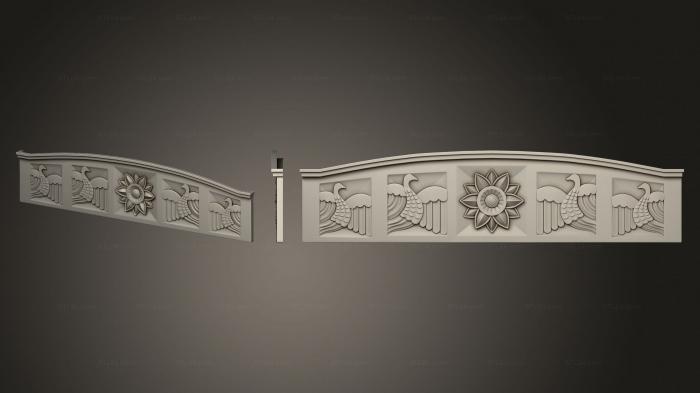 Дверные накладки (Карниз с птицами версия1, DVN_0245) 3D модель для ЧПУ станка