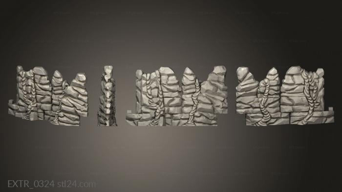 Exteriors (Nature Wall Set Volcano End Bot, EXTR_0324) 3D models for cnc