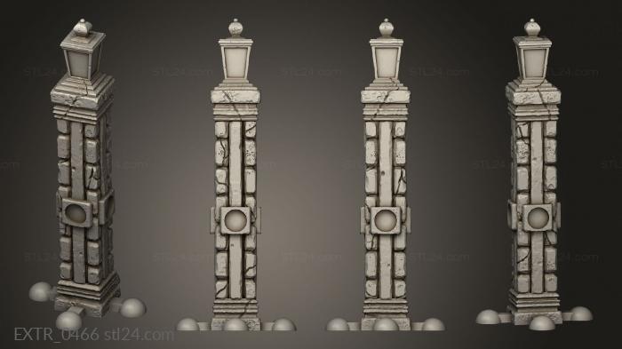 Экстерьеры (Углы кладбищенской ограды с четырьмя колышками в углу, EXTR_0466) 3D модель для ЧПУ станка
