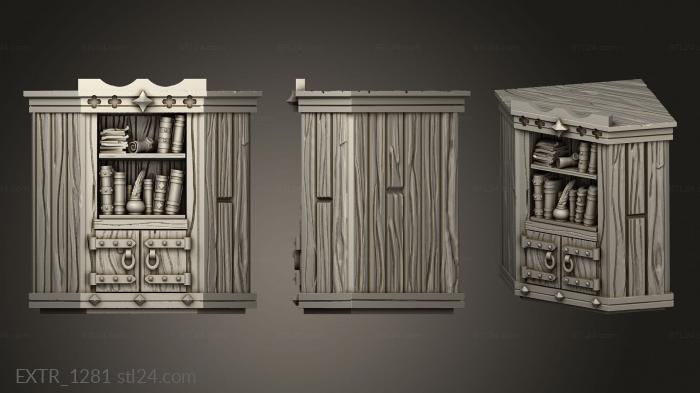 Exteriors (Librarian Corner Bookshelf carved, EXTR_1281) 3D models for cnc