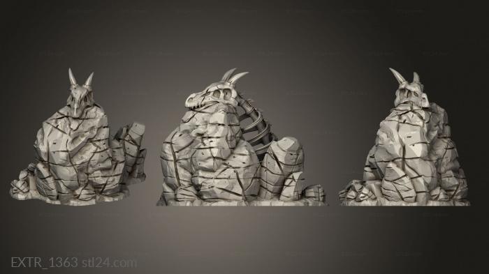 Exteriors (Wastelands Terrain Core Dino Lay On Rock, EXTR_1363) 3D models for cnc