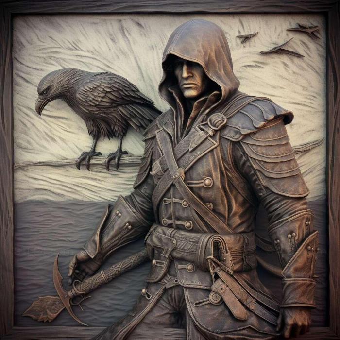 Игры (Assassins Creed IV Черный Флаг Галка Издание 2, GAMES_1814) 3D модель для ЧПУ станка
