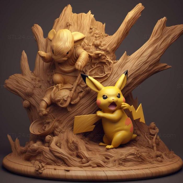 Games (Bound For Trouble Pikachu VS Nyarthfrom Pokemon 3, GAMES_21259) 3D models for cnc