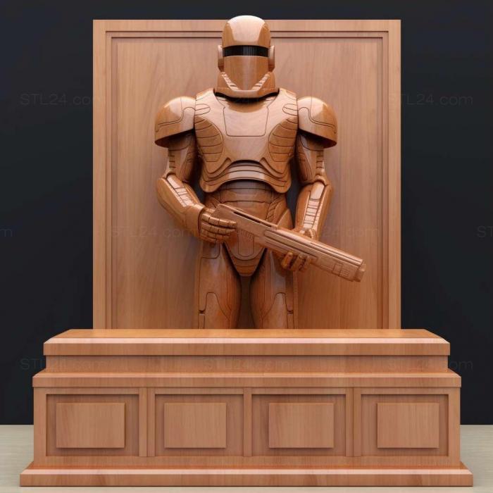 Games (st Robocop with scuare podium 2, GAMES_390) 3D models for cnc
