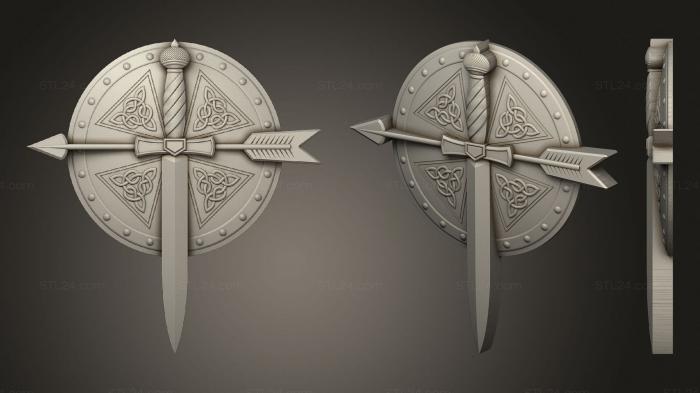Гербы (Доспехи, меч и стрелы, GR_0453) 3D модель для ЧПУ станка