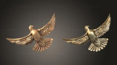 Dove (Relief figure of a flying bird with spread wings and detailed plumage, GL_0008) 3D models for cnc