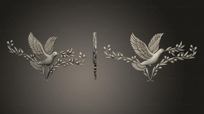 Dove (Dove with an olive branch, GL_0016) 3D models for cnc
