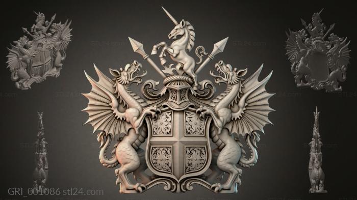 Гербы фентези (GRI_001086) 3D модель для ЧПУ станка