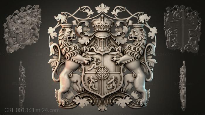 Гербы фентези (GRI_001361) 3D модель для ЧПУ станка