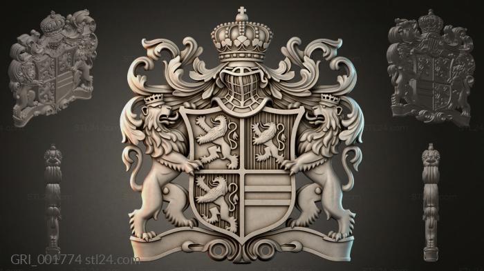 Гербы фентези (GRI_001774) 3D модель для ЧПУ станка