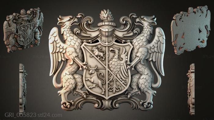 Гербы фентези (GRI_005823) 3D модель для ЧПУ станка
