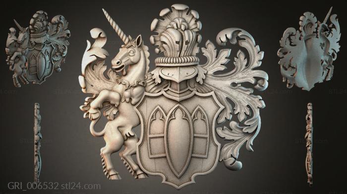 Гербы фентези (GRI_006532) 3D модель для ЧПУ станка
