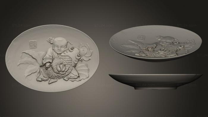 Горельефы и барельефы фэнтези (Тарелка для хранения рыбы, GRLFF_0005) 3D модель для ЧПУ станка