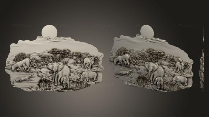 Горельефы и барельефы фэнтези (Africa panno, GRLFF_0063) 3D модель для ЧПУ станка