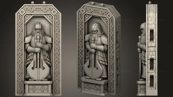 Горельефы и барельефы фэнтези (Стена Поклонения Гномам И Статуя Гнома, GRLFF_0128) 3D модель для ЧПУ станка