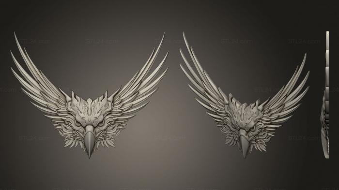 Горельефы и барельефы фэнтези (Орлиная голова и крылья, GRLFF_0130) 3D модель для ЧПУ станка