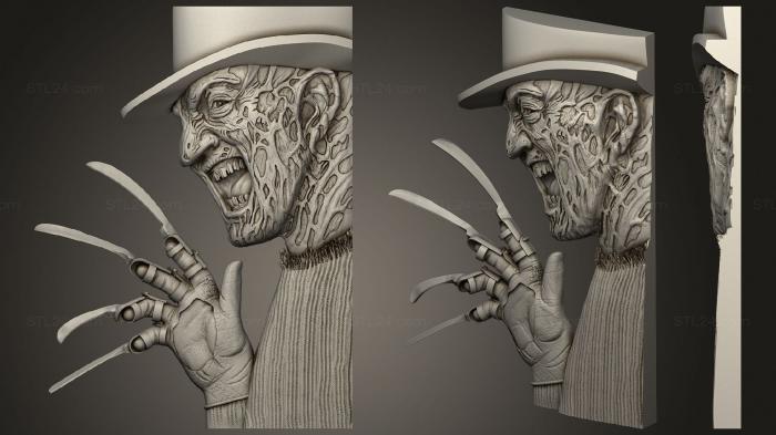 High reliefs and bas-reliefs of fantasy (Freddy Kruger sideway, GRLFF_0144) 3D models for cnc