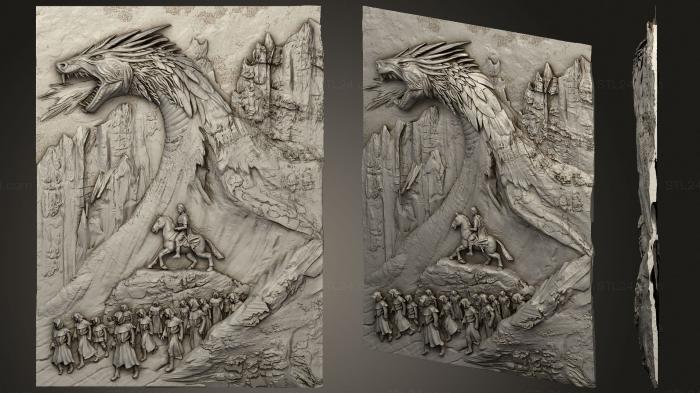 High reliefs and bas-reliefs of fantasy (Game of thrones DRAGON, GRLFF_0148) 3D models for cnc