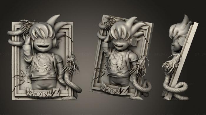 High reliefs and bas-reliefs of fantasy (Gboy Dragon Ball Z, GRLFF_0149) 3D models for cnc