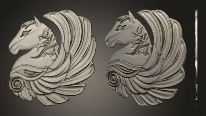 High reliefs and bas-reliefs of fantasy (Horse head, GRLFF_0159) 3D models for cnc