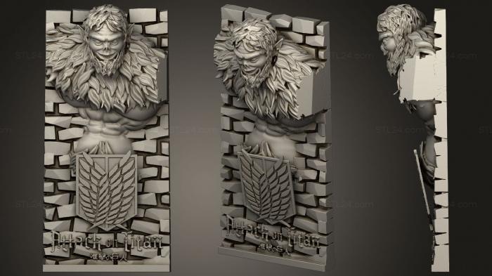 High reliefs and bas-reliefs of fantasy (Itan bestia muro, GRLFF_0169) 3D models for cnc