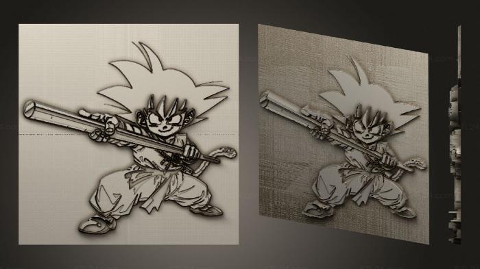 High reliefs and bas-reliefs of fantasy (Keychain Son Goku, GRLFF_0172) 3D models for cnc