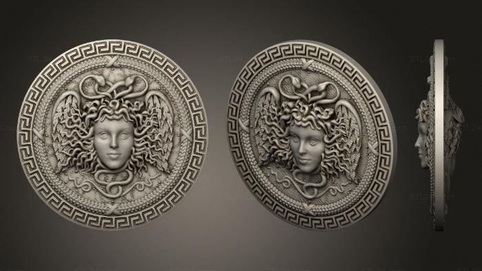 High reliefs and bas-reliefs of fantasy (Medusa N Perseus Medallion, GRLFF_0188) 3D models for cnc