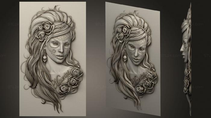 High reliefs and bas-reliefs of fantasy (Muertos Girl, GRLFF_0190) 3D models for cnc