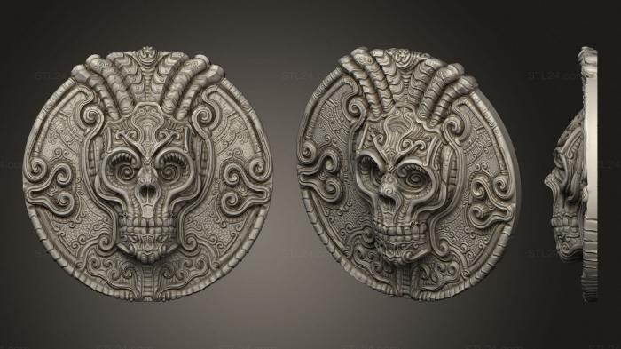 High reliefs and bas-reliefs of fantasy (Skull coin, GRLFF_0215) 3D models for cnc