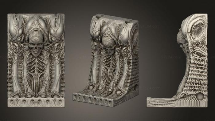 Горельефы и барельефы фэнтези (Стена мертвых кронштейн, GRLFF_0245) 3D модель для ЧПУ станка