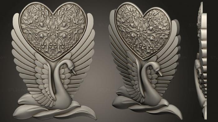 High reliefs and bas-reliefs of fantasy (SWAN WITH HEART, GRLFF_0269) 3D models for cnc