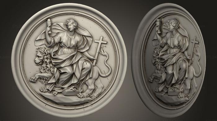High reliefs and bas-reliefs, historical and religious (Cartouche with allegory of the Catholic Church, GRLFH_0006) 3D models for cnc