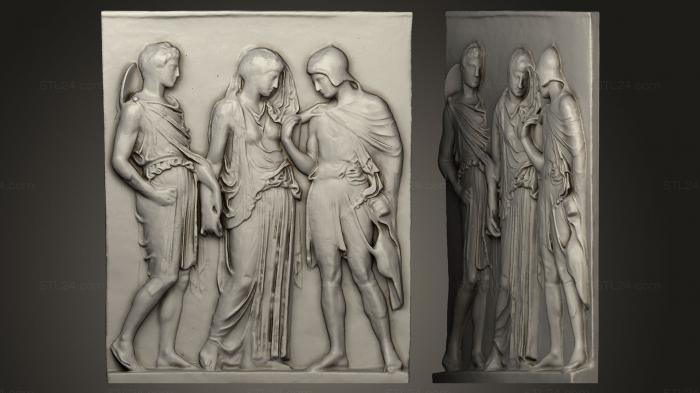 Горельефы и барельефы исторические и религиозные (Надгробный рельеф с Орфеем, Эвридикой и Гермесом, GRLFH_0033) 3D модель для ЧПУ станка