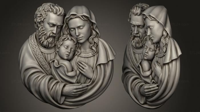 High reliefs and bas-reliefs, historical and religious (Holy family pendant decimated, GRLFH_0045) 3D models for cnc