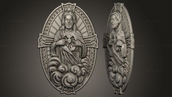 High reliefs and bas-reliefs, historical and religious (Jesus in round form, GRLFH_0050) 3D models for cnc