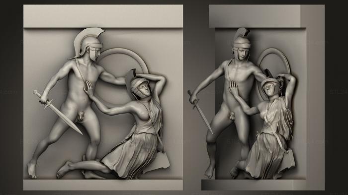 High reliefs and bas-reliefs, historical and religious (Metope West 14 Restored Parthenon, GRLFH_0104) 3D models for cnc