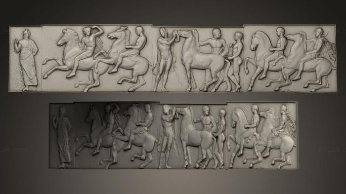 High reliefs and bas-reliefs, historical and religious (Parthenon West Frieze Part 1, GRLFH_0113) 3D models for cnc