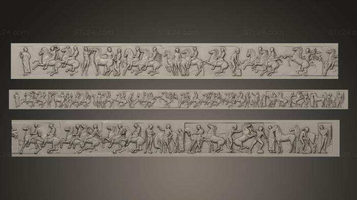 High reliefs and bas-reliefs, historical and religious (Parthenon West Frieze Restored, GRLFH_0116) 3D models for cnc