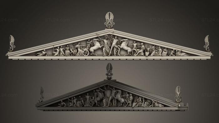 High reliefs and bas-reliefs, historical and religious (Parthenon West Pediment Restored, GRLFH_0117) 3D models for cnc